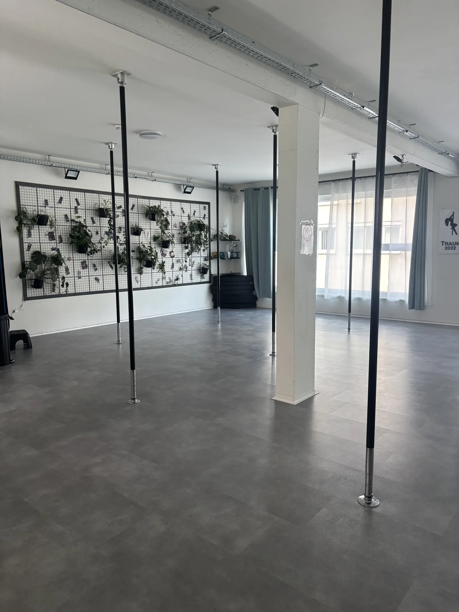 Detailaufnahme der Pole Dance Stangen