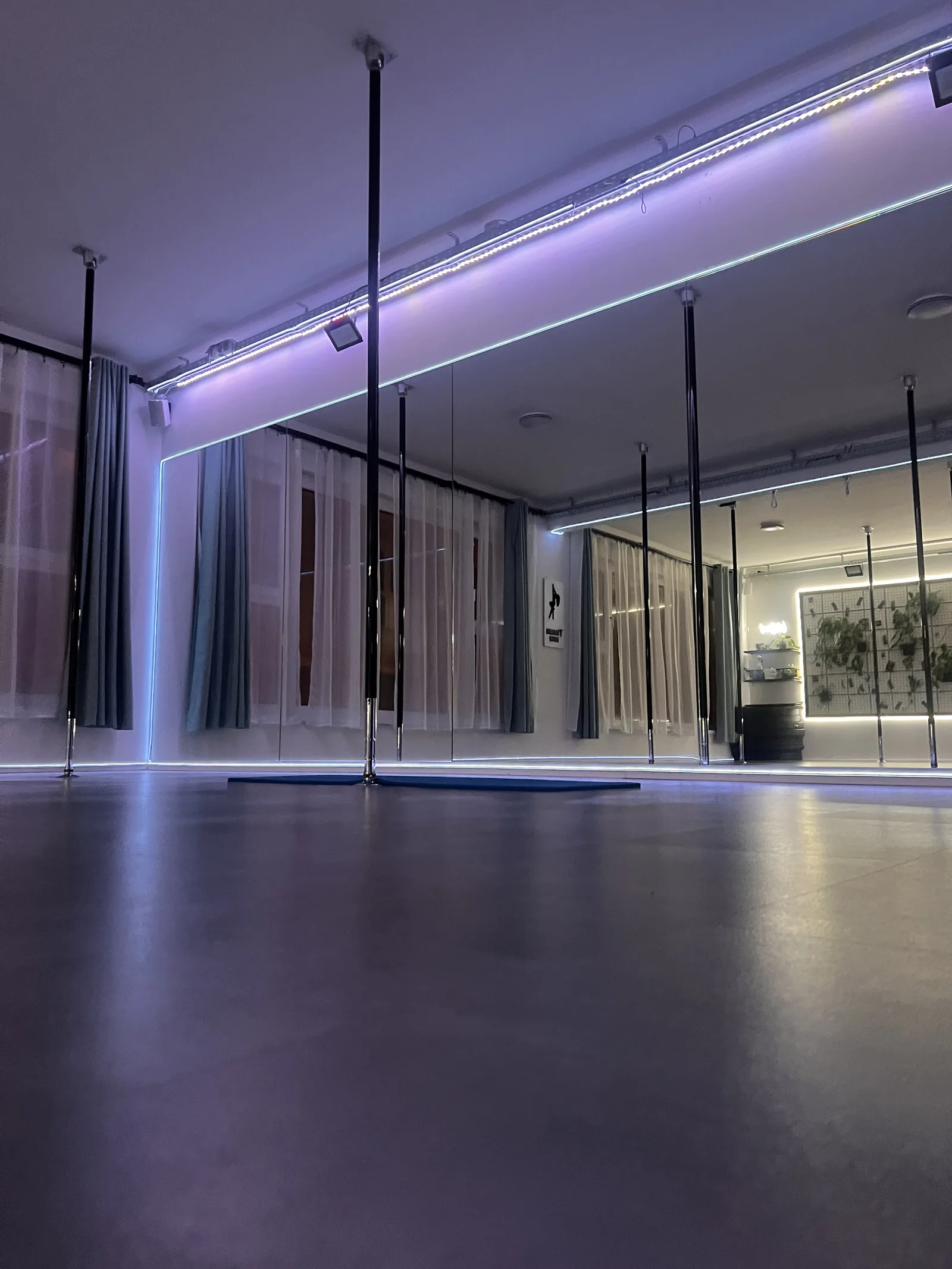 Pole Dance Studio mit LED-Beleuchtung